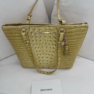 Brahmin Yellow Croc-Embossed Tote